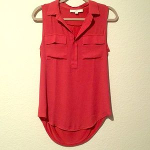 Burnt orange sleeveless blouse